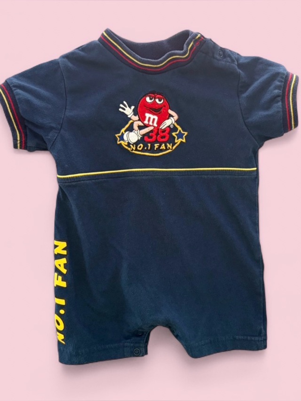 Vintage NASCAR M&M’s Winner’s Circle Baby Romper No 1 Fan Size 6-9M